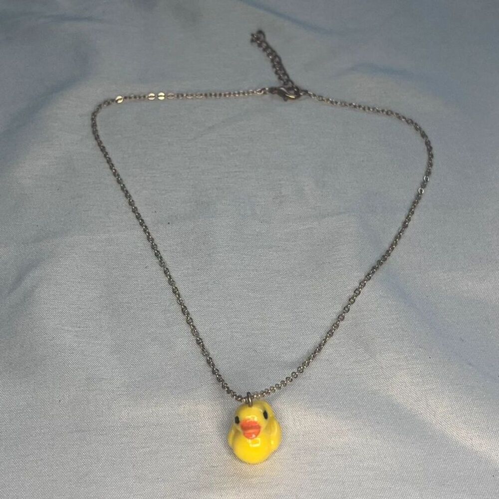 Cute Yellow Duckling Charm Gold Necklace